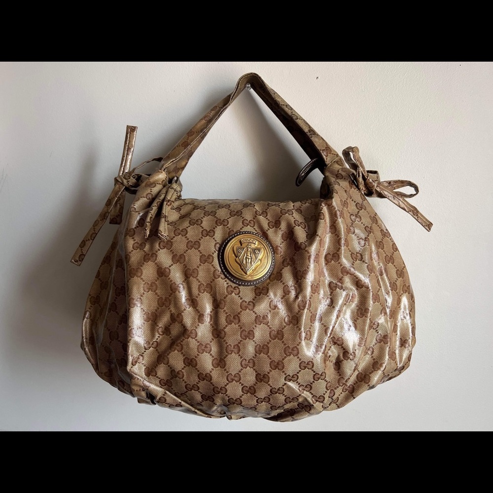 AUTHENTIC VINTAGE GUCCI CRYSTAL MONOGRAM HYSTERIA HOBO BAG